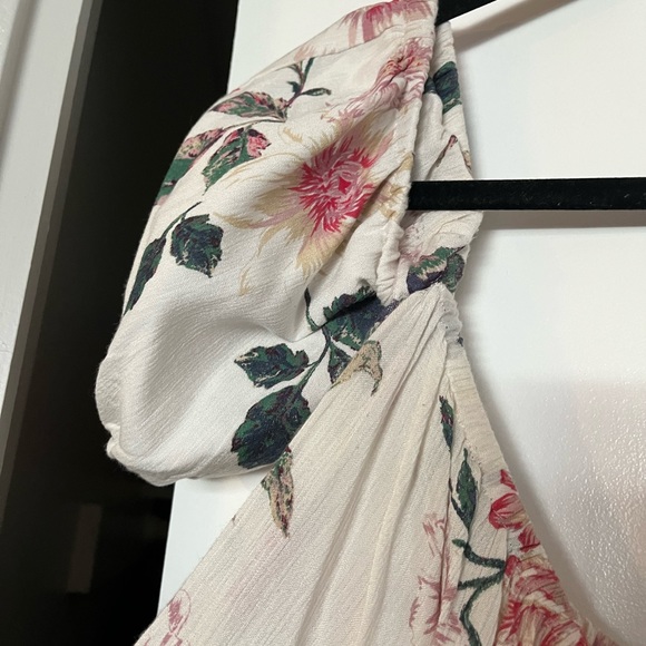 Kimchi Blue White Floral Bubble Sleeve Off the Shoulder Top - Picture 6 of 7